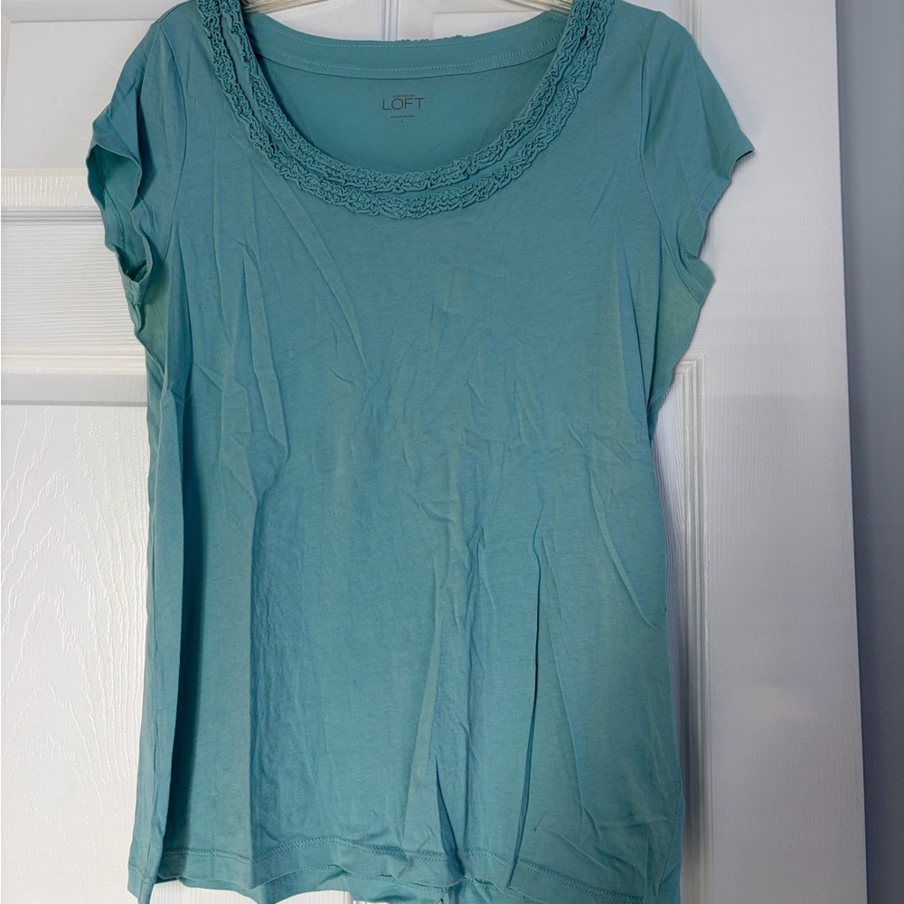 LOFT Short Sleeve Scoop Neck Tee in Teal